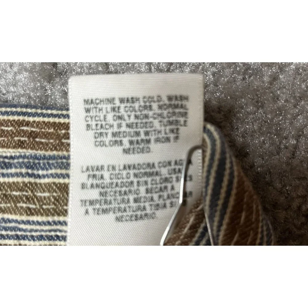Levis Brown & Blue Striped Button-Up Shirt‎ L 100% Cotton Mens Western Workwear